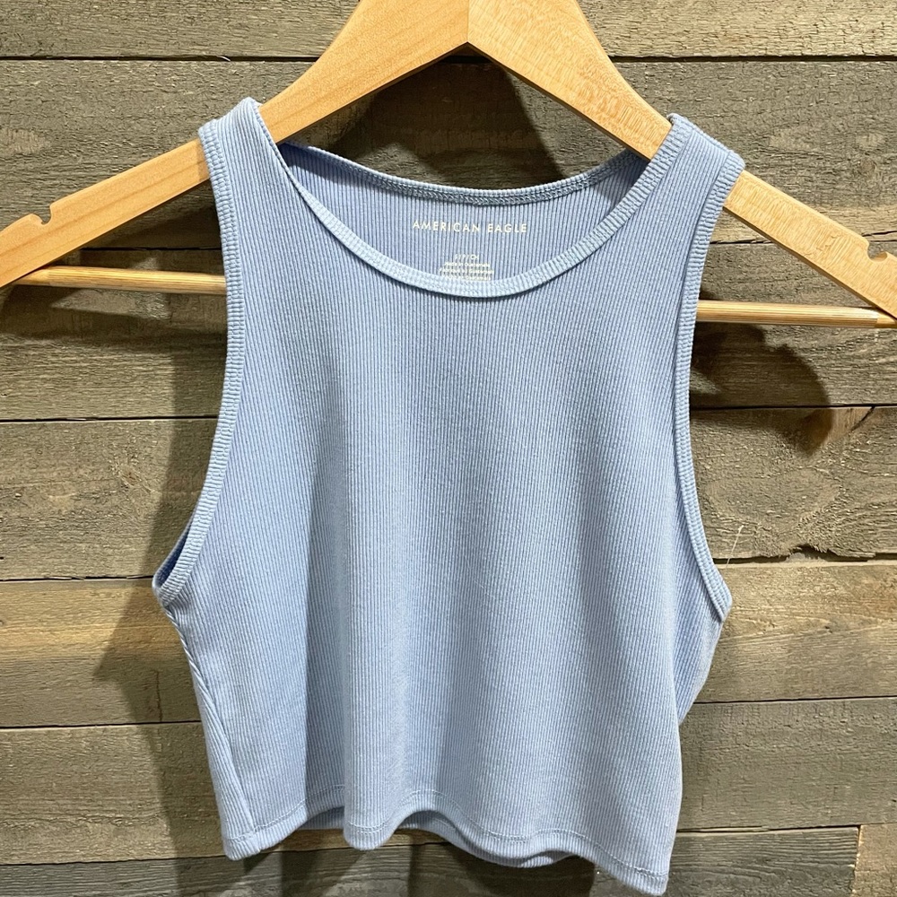 american eagle high neck crop tank top